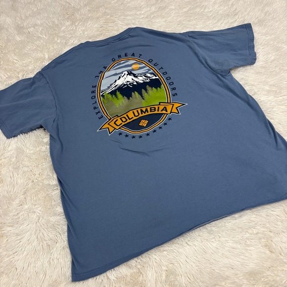 Columbia Men's Heaven Explore Outdoors Graphic T-Shirt Blue Short Sleeve XL - Picture 7 of 12
